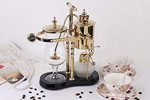 Diguo Belgian/Belgium Family Balance Siphon/Syphon Coffee Maker Elegant Double Ridged Fulcrum with Tee handle (Classic Gold)
