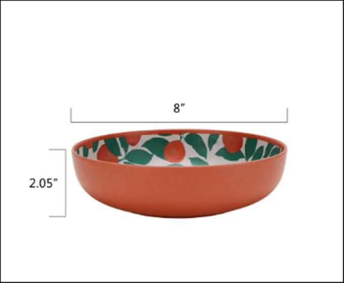 Bamboo Melamine Dinnerware Set 12-Piece – Orange &amp Green