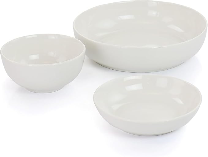 32 Piece White Porcelain Dinnerware Set with 2 Serving Bowls – Service for 6 Microwave &amp Dishwasher Safe Elegant Plate and Bowl Set for Everyday Use or Entertaining