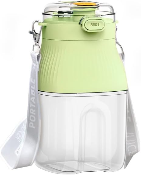1200ml Portable Juicer Blender &amp Travel Cup - 18 Blades for Ice Crushing 20 Cups/Charge Leakproof with Shoulder Strap &amp Dual Lids (Camping Gym Office) (blue 600ml)