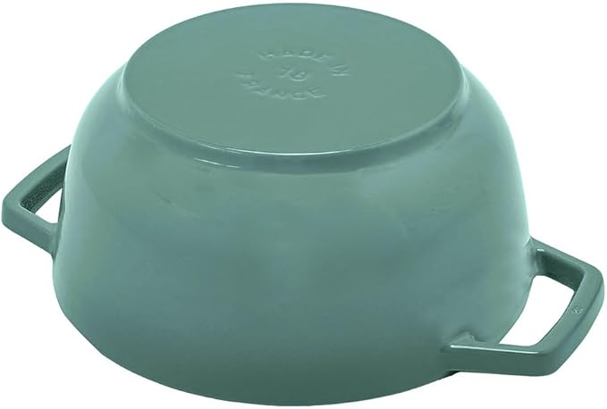 staub Wa-NABE Z1027-781 Wanabe Eucalyptus M 7.1 inches (18 cm) Double-Handed Cast Iron Pot Cooking 2 Pieces Induction Compatible Japanese Authentic Product with Serial Number