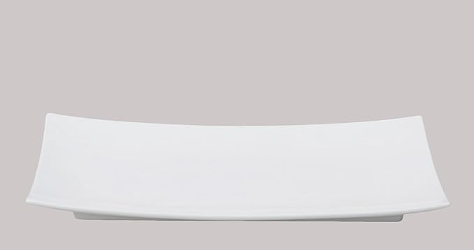 Bone China Square Shape Elegance White Rectangular Platter 12 x 7 Set of 2 Pieces