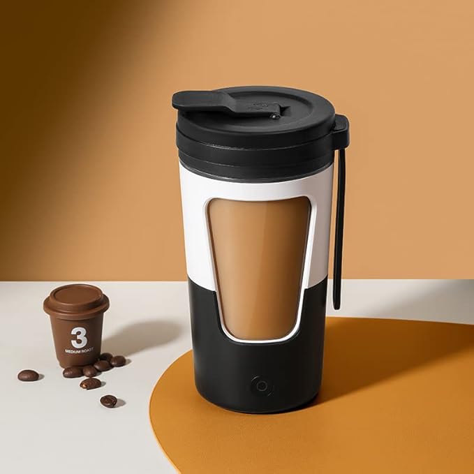 430ml Electric Mixing Mug 7000 RPM Automatic Stirring Mug Cup Rechargeable Self Stirring Mug Auto Coffee Mug with Silicone Handle for Protein Powder Coffee Milk (Black)