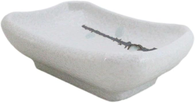 Ebros Gift Modern Yukino Hana Snow Flowers Ceramic Dinnerware Serveware Kitchenware Set Oriental Asian Restaurant Supply (Pack Of 6 Rectangle Condiment Sauce Dishes 2oz)
