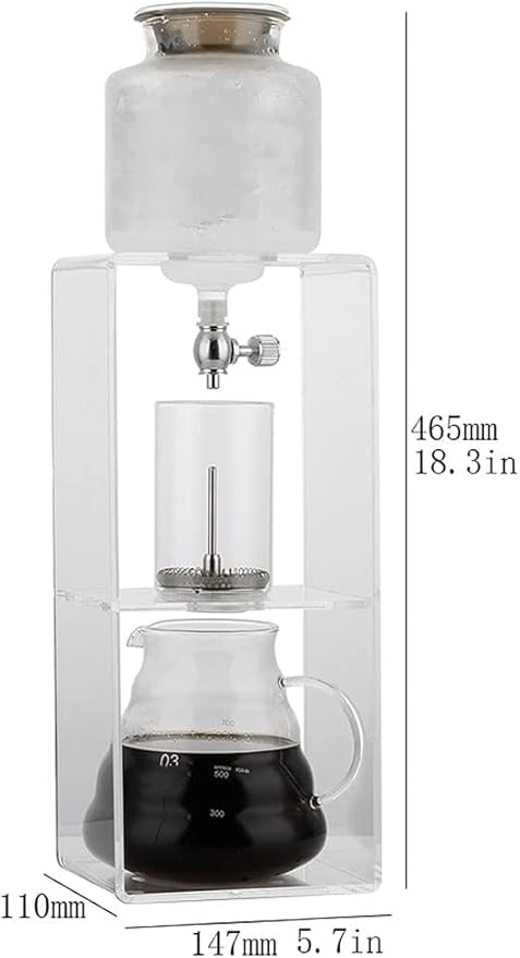 Beverage Equipment Acrylic Siphon Coffee Maker Cold Brew Dripper Iced Coffee Brewer Maker with Adjustable Dripper Stainless Steel Filter Coffee Maker Siphon Coffee Maker