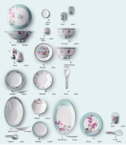 Dinnerware Sets - Luxury Gift Dishes Service Set Chinese Style Porcelain 60-Piece Dinner Set Vintage Dining Dessert Set Bone China Dinnerware Set (Service for 10 People)