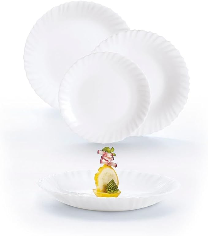 Luminarc Feston Opal 18 Piece Dinner Set for 6 People Microwave Safe Fridge Stackable