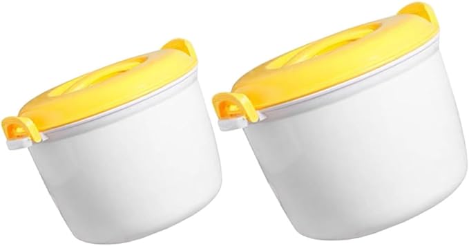 Cabilock 2pcs Microwave Rice Cooker Steamer Set Multifunctional Lunch Box for Rice Noodles and Veggies Portable Design for Home Cooking and Meal Prep