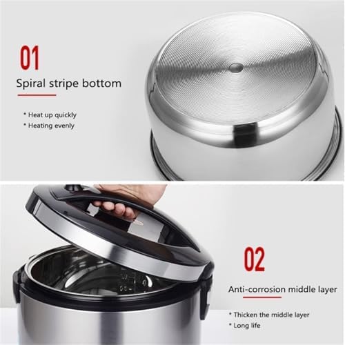 Electric Rice Cooker Stainless Steel Non-Stick Inner Pot Cook/Warm Functions(2L)