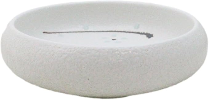 Ebros Gift Modern Yukino Hana Snow Flowers Ceramic Dinnerware Serveware Kitchenware Set Oriental Asian Restaurant Supply (Pack Of 6 Small Salad Banchan Plates Shallow Bowls 5D)