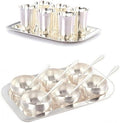 Samyuktha Silver Plated Six Glass/Tray and Six Manchurian Bowl/Spoon-Tray Combo Dinnerware Items Dinnerware Set 300 ML