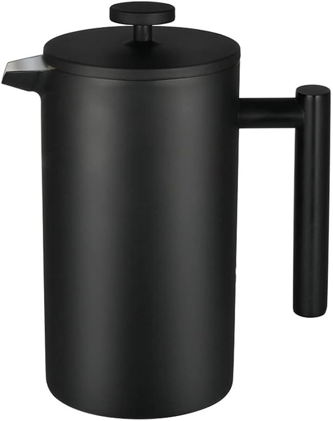 French Press Coffee Maker Double-Wall Insulated Stainless Steel 3 Level Filtration System French Press for Home and Office Black (Size : 0.75L)