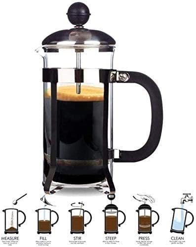 French Press Coffee Maker With Stainless Steel Filter Large Comfortable Handle &amp Glass Protecting Durable