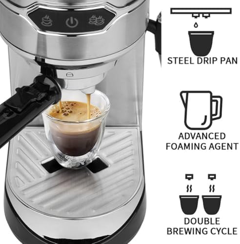 Espresso Coffee Machine 15 Bar with Milk Frother 92°C Constant Temperature Extraction 1L Removable Water Tank