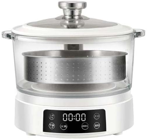 Rice Cooker Rice Steamer Low Carb  Low Sugar Digital Steamer 3.3L Glass Inner Pot with Steaming Basket Visual Electric Cooker with 6 Menus for Family Use