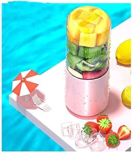 Portable Blender Personal Hand Smoothie Travel Blender Cup Fruit Mixer Rechargeable with USB Mini Blender for Fruit Juice Milk Shakes for Great Mixing (Color : Green) (Pink)