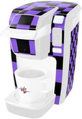 Decal Style Vinyl Skin compatible with Keurig K10 / K15 Mini Plus Coffee Makers Checkers Purple (COFFEE MAKER NOT INCLUDED)