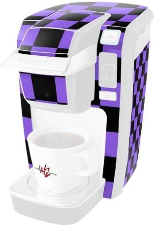 Decal Style Vinyl Skin compatible with Keurig K10 / K15 Mini Plus Coffee Makers Checkers Purple (COFFEE MAKER NOT INCLUDED)