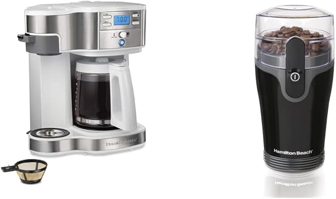Hamilton Beach 2-Way 12 Cup Programmable Coffee Maker &amp Fresh Grind Electric Coffee Grinder