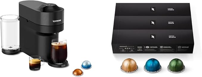 Nespresso Vertuo Pop+ Coffee and Espresso Machine by De'Longhi Liquorice Black Capsules Vertuo Line