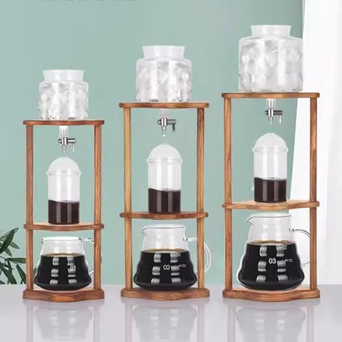 Cold Brew Drip Tower with Adjustable Water FlowPortable Cold Brew Drip Tower - Adjustable Iced Coffee Maker with Glass Carafe &amp Wooden Bracket - Perfect for Home &amp Office Brewing - Enjoy Sm