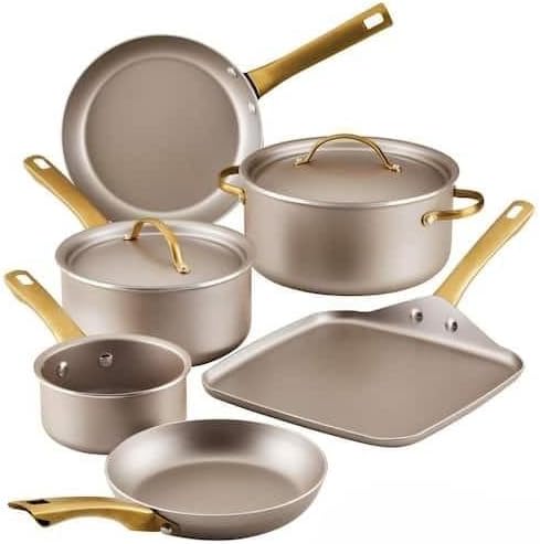 For Radiant 12-Piece Aluminum Nonstick Cookware Set in Champagne
