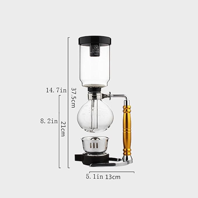 Habiba Iced Drip Coffee Maker Borosilicate Glass Siphon Coffee Maker Tabletop Coffee Maker with Alcohol Burner Iced Coffee Maker with Stainless Steel Base Reusable