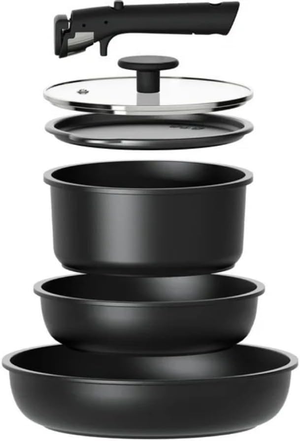 Nonstick Detachable Pots and Pans Set 6 Pieces Induction Cookware Set Oven/Dishwasher Safe Easy for Storage