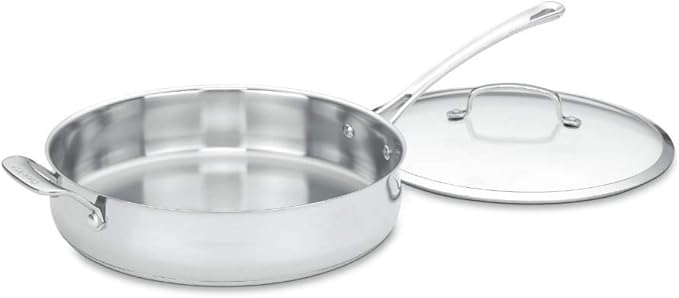 Cuisinart Contour Stainless 5-Quart Saute Pan with Helper Handle and Glass CoverSilver