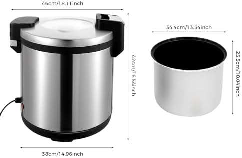 Commercial Electric Rice Warmer 110V 110W Stainless Steel Food Warmer 19L/20Qt Non-stick Inner Pot Ideal for Restaurants Canteens Schools