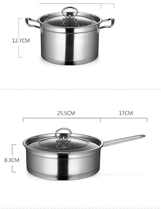 3 Cookware 6 Piece Cookware Set Cookware Set Stainless Steel Frying Pan Pot Soup Milk Pot Frying Pan Household Kitchen