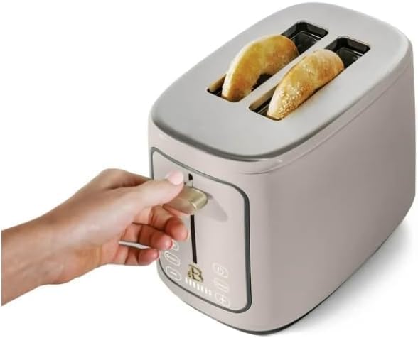 Drew Barrymore Porcini Taupe Icing 2-Slice Toaster with Touch &amp Activated Display