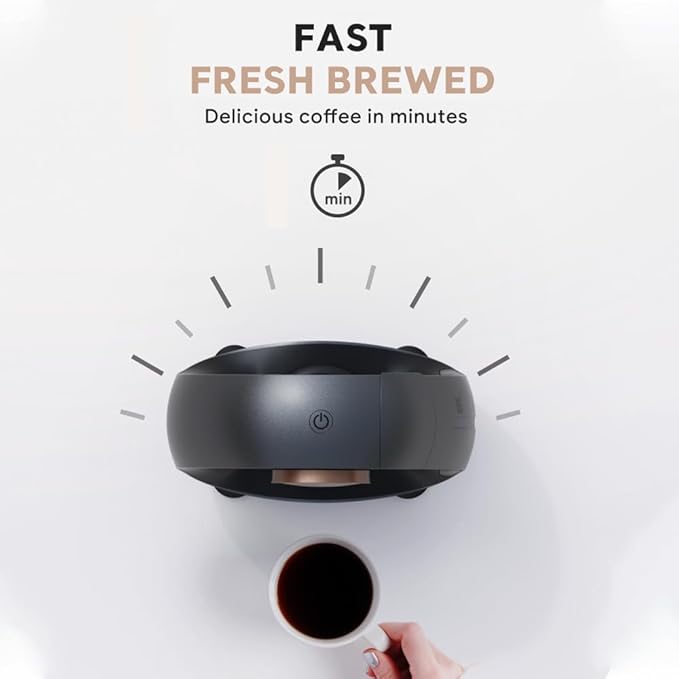 Automatic Coffee Maker for Home 240ml Drip Coffee Brewer 1400W Mini Americano Coffee Machine 185℉ Constant Temperature Silent Compatible with K-Cup Pods and Ground Coffee(Grey)