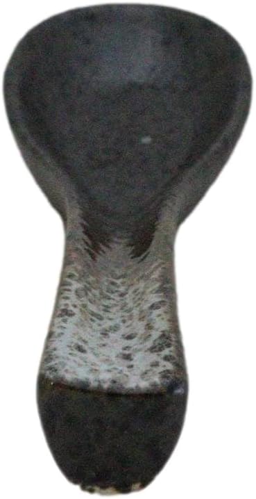 Ebros Gift Artistic Charcoal Grey Tone Hakumu Ceramic Collection Dinnerware Serveware Kitchenware Set Asian Japanese Restaurant Supply (Pack Of 6 Ladle Hook Style Soup Spoons)