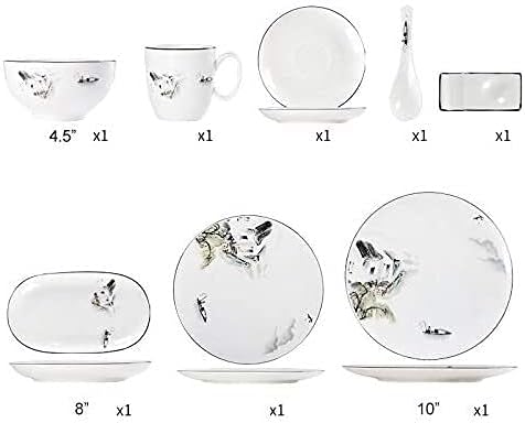 Dinnerware Sets - Luxury Gift Dishes Service Set Bone China Dinnerware Set Ceramic Bowls Plates Cups and Saucers Landscape Painting Style Tableware Set New Chinese Style Dinner Set