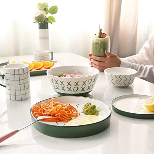 Stoneware Dinnerware Sets 12 Pieces Porcelain Bowls and Plates Sets Dinnerware Set Tableware Combination Set with Dinner Plate Dessert Pl