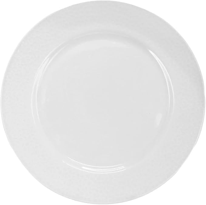 16-Piece White Porcelain Dinnerware Set – Double Bowl Plates Microwave &amp Dishwasher Safe Textured Design Tableware for Elegant Dining