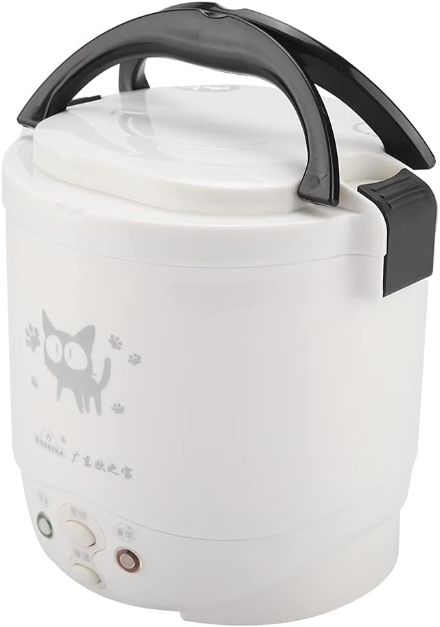 12V 100W 1L Electric Portable Rice Cooker for Car Multifunctional Food Steamer White Non-Stick Coating