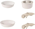 Frying Pots and Pans Set Nonstick Cookware Set with Removable Handles Induction Rv Kitchen Set with Removable HandlesWhiteThreePiece Set-5pcs-Three-piece Set