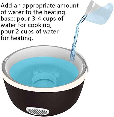 Electric Lunch Box Rice Cooker- 3 Layers 2L Portable Rice Food Heater Warmer w/Steaming Rack Stainless Steel Food Steamer for Office Home To-go Food 110V