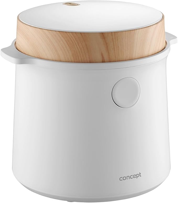 Concept RE3030 Multifunctional Rice Cook Cooker 1.5L | 9 Programs | LED Touch Screen - Heat Keeping Function and Integrated Timer | Healthy Steam Cooking | Wood White