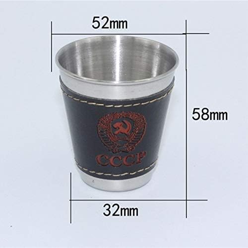 8 PCS/2 Set 70ml Outdoor Camping Tableware Travel Cups Set Picnic Supplies Stainless Steel Wine Beer Cup Whiskey Mugs PU Leather Cookware Set Cookware Picnic Boiler Cookware