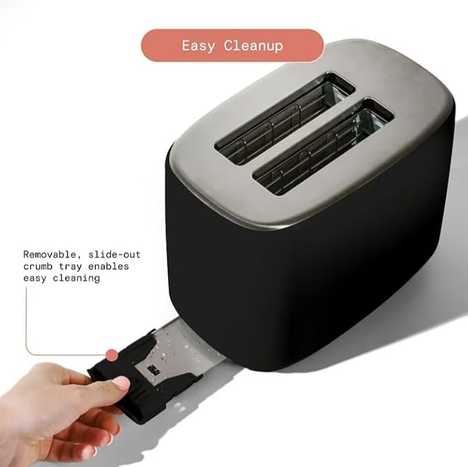 Beauti 2 Slices Toaster with Touch Activated Display 900 W Bagel/Frozen/Reheat Presets Wide Slots Easy Cleaning (Black)