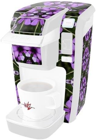 Decal Style Vinyl Skin compatible with Keurig K10 / K15 Mini Plus Coffee Makers Floral Pattern Purple (COFFEE MAKER NOT INCLUDED)