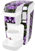 Decal Style Vinyl Skin compatible with Keurig K10 / K15 Mini Plus Coffee Makers Floral Pattern Purple (COFFEE MAKER NOT INCLUDED)