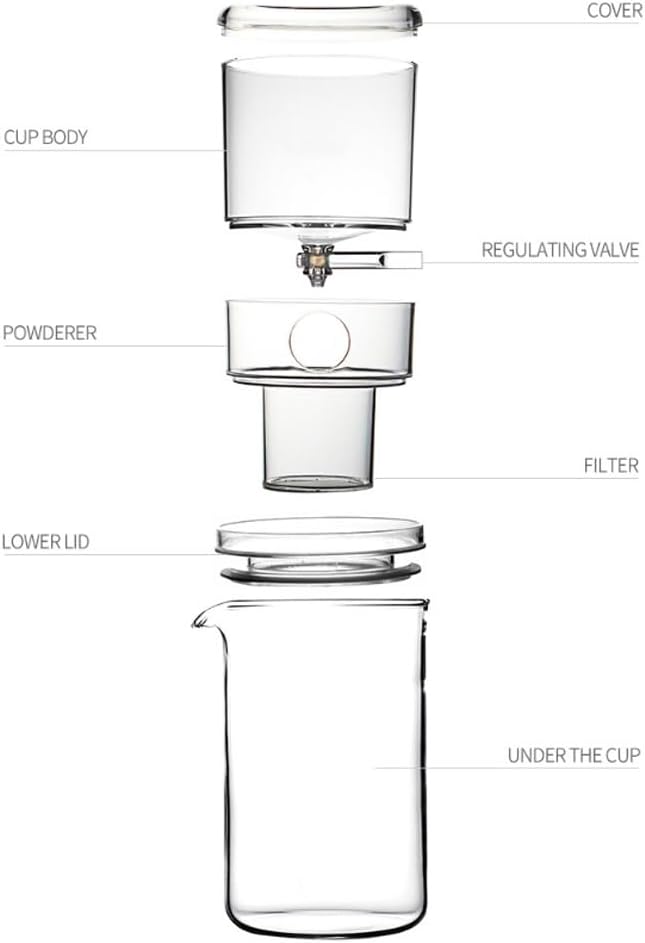 ASSICON Aluminum Espresso High Transparency Iced drip Coffee Maker with Adjustable Flow for Home Office 20.2oz Drip Coffee Makers with Filter Fits Most Stovetop Coffeemaker