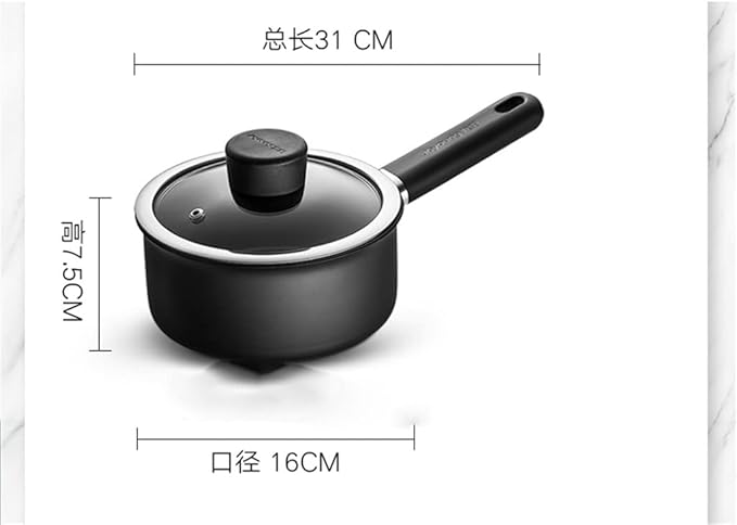 Cooking Pot Frying PanCookware Set Black Pan with Lid Cutlery Collection Cookware Cutlery Cookware Nonstick Kitchen Supplies (Black Size (Black