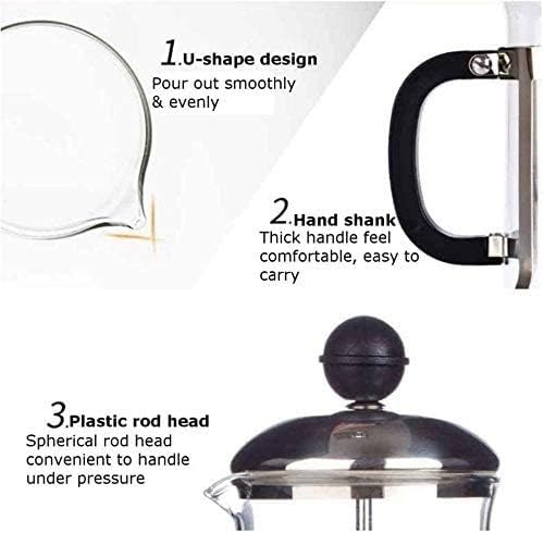 French Press Coffee Maker With Stainless Steel Filter Large Comfortable Handle &amp Glass Protecting Durable
