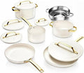 For Modern 11-Piece Aluminum Ultra Performance Ceramic Nonstick Cookware Set in Cream