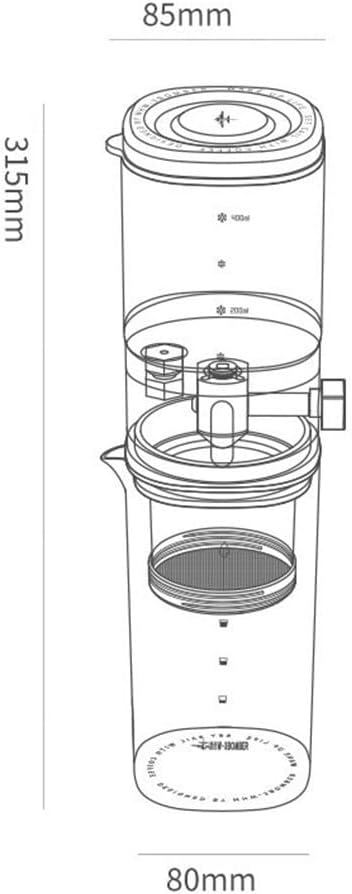 Cold Brew Ice Slow Drip Coffee Maker with Stable Drip Rate High-Density Filter and Transparent PCTG Body for Smooth Home Brewing(Transparent)